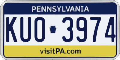 PA license plate KUO3974