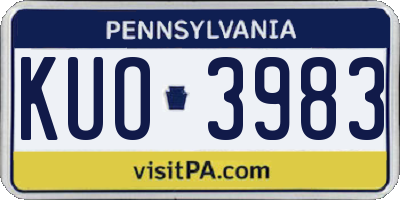 PA license plate KUO3983