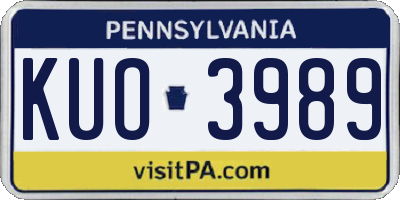 PA license plate KUO3989
