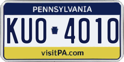 PA license plate KUO4010