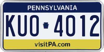 PA license plate KUO4012