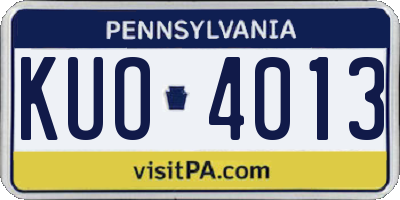 PA license plate KUO4013