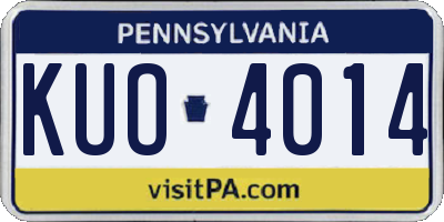PA license plate KUO4014