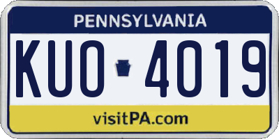 PA license plate KUO4019