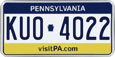 PA license plate KUO4022