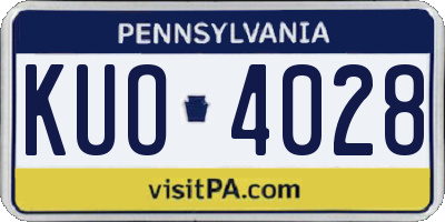 PA license plate KUO4028