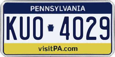 PA license plate KUO4029