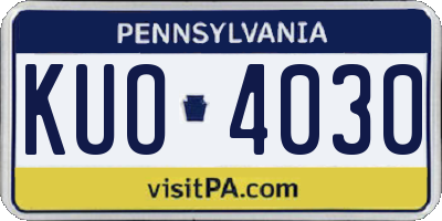 PA license plate KUO4030