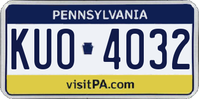 PA license plate KUO4032