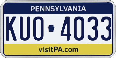 PA license plate KUO4033