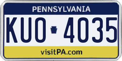 PA license plate KUO4035