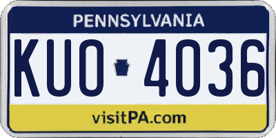 PA license plate KUO4036