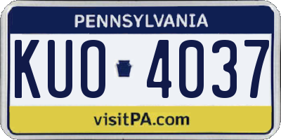 PA license plate KUO4037
