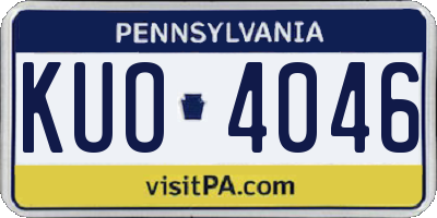 PA license plate KUO4046