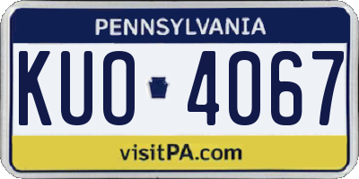 PA license plate KUO4067