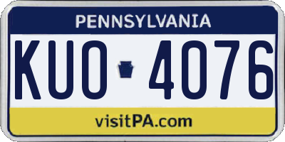 PA license plate KUO4076