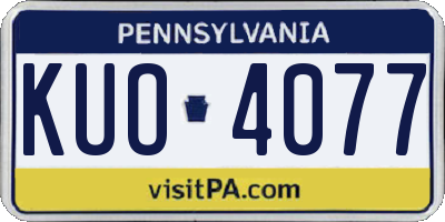 PA license plate KUO4077