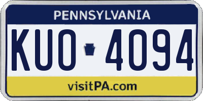 PA license plate KUO4094
