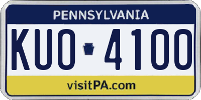 PA license plate KUO4100