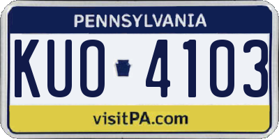 PA license plate KUO4103