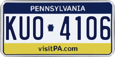 PA license plate KUO4106