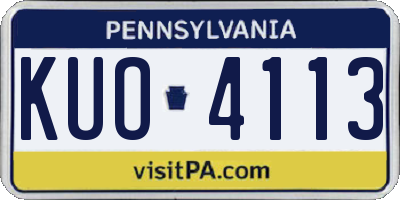 PA license plate KUO4113