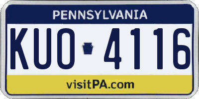 PA license plate KUO4116