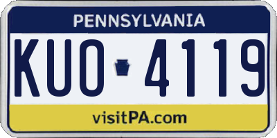 PA license plate KUO4119
