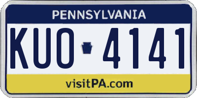 PA license plate KUO4141