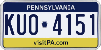 PA license plate KUO4151