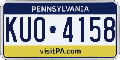 PA license plate KUO4158