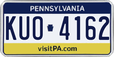 PA license plate KUO4162