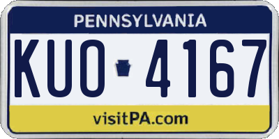 PA license plate KUO4167