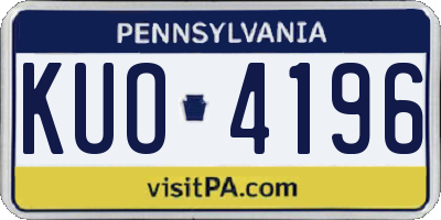 PA license plate KUO4196