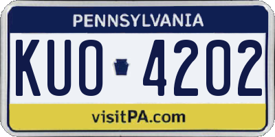 PA license plate KUO4202