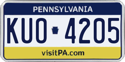 PA license plate KUO4205
