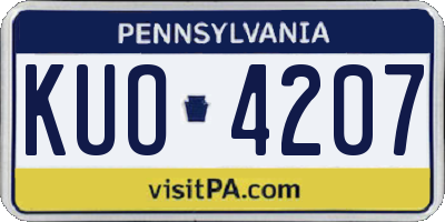PA license plate KUO4207