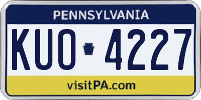 PA license plate KUO4227