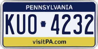 PA license plate KUO4232