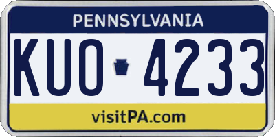 PA license plate KUO4233