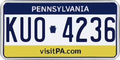 PA license plate KUO4236