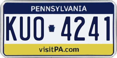 PA license plate KUO4241