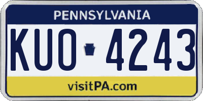PA license plate KUO4243