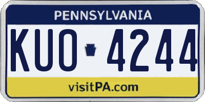 PA license plate KUO4244