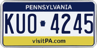 PA license plate KUO4245