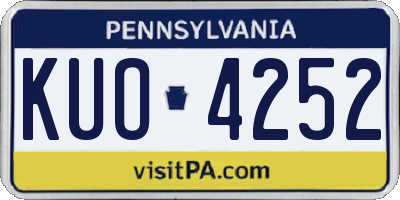 PA license plate KUO4252