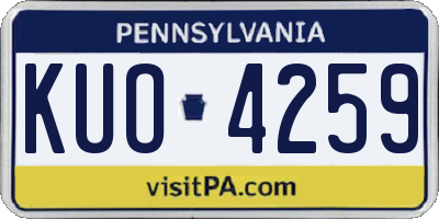 PA license plate KUO4259