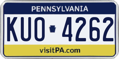 PA license plate KUO4262