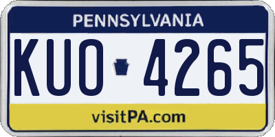 PA license plate KUO4265