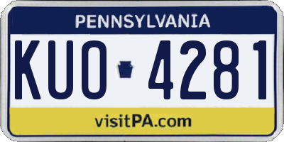 PA license plate KUO4281